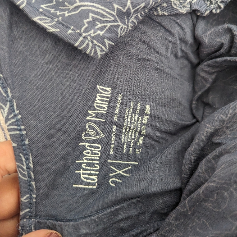 Blue Floral Maternity Breastfeeding Nursing Nightgown - Picture 7 of 7